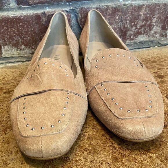 MADELINE‎ tan suede leather studded square toe flats - Picture 2 of 6